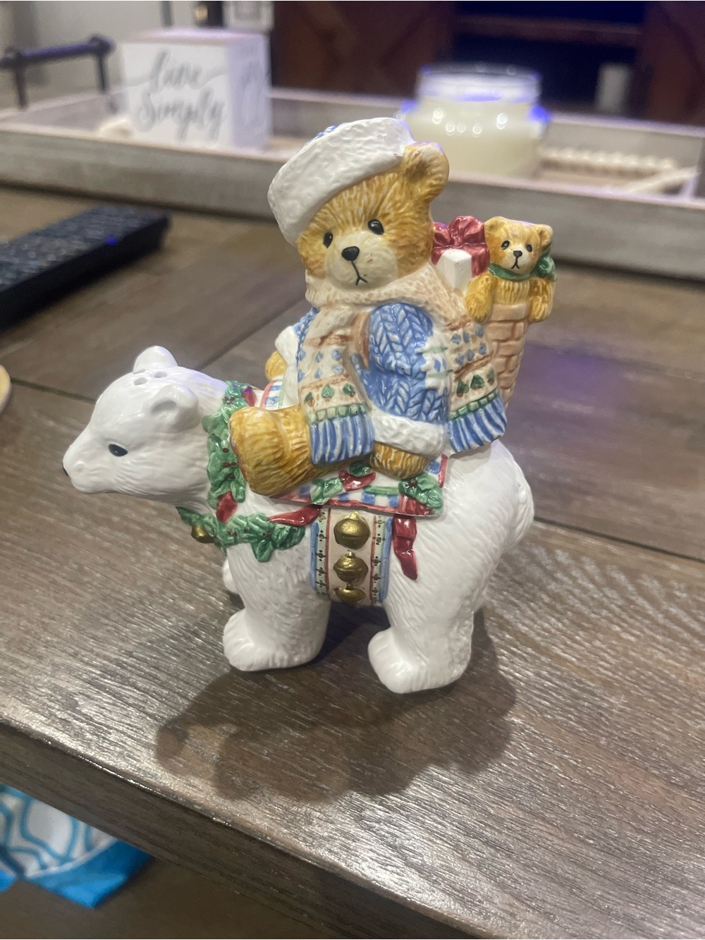 Salt and pepper shakers Cherished Teddies White Polar Bear with Brown Teddy